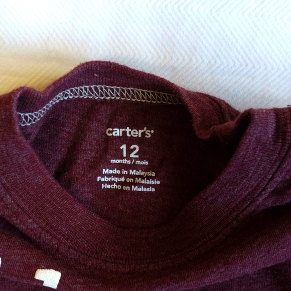 carter's maroon little brother graphic long sleeve shirt 12 months baby boy - Picture 3 of 6